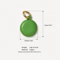 Green macaron charm pendant in copper, 12mm size, 2.8g weight, for DIY jewelry making. - 16 Green Macaron Pendant