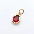 Elegant vintage gold plated teardrop pendant featuring a red faceted birthstone gem - Pendant Only / January Drop Charm