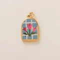 Elegant 18K gold-plated arched tulip pendant accessory with blue checkered design - Tulip Plaid Arch Style (1) / 1 Piece / Blue