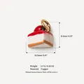 Pendentif en forme de part de gâteau miniature en cuivre avec dimensions et poids - Pendentif Gâteau À La Fraise