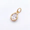 Elegant gold-plated teardrop pendant featuring a brilliant pear-cut clear sparkling gemstone - Pendant Only / February Square Pendant