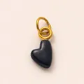 Élégant pendentif cœur noir avec anneau en acier inoxydable plaqué or pour création DIY - Pendentif Cœur Septembre