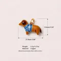 Detailed view showing dimensions and copper material of a cute dachshund dog pendant - Style 2 Plaid Dog (Pendant Only)