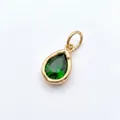 Vintage 18k gold plated teardrop pendant featuring a faceted green emerald birthstone - Pendant Only / May Square Pendant