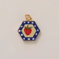 Hexagonal enamel strawberry pendant jewelry accessory with 18K gold plating for necklace - Strawberry Polka Dot Hexagon Pendant (Style 5)