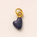 Pendentif cœur bleu marine avec anneaux dorés, breloque minimaliste en inox - Pendentif Cœur Décembre
