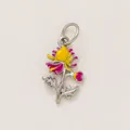 Elegante ciondolo a fiore in acciaio inossidabile con dettagli in smalto rosa e giallo per gioielli - Crisantemo