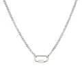 Silver curb chain necklace featuring a modern industrial carabiner lock pendant design - Steel Color Paperclip Small Oval Carabiner Chain Only (Without Pendant)
