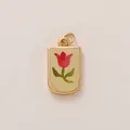 18K gold plated copper rectangular tulip flower pendant charm for DIY jewelry design - Tulip Rounded Rectangle Pendant (Style 8)
