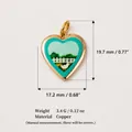 Detailed view of heart-shaped copper duck pendant with dimensions and weight info - Heart with Fence Charm (15)