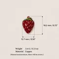 Detailed view of a realistic strawberry pendant with dimensions and copper material info - Strawberry Charm (13)