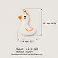 Detailed view of white enamel duck charm pendant showing size and weight specifications - Duck Charm (12)