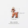 Detail view of a stainless steel deer charm with dimensions and material specifications - Deer Pendant (JXPK255104SI) / Orange Brown