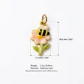 Detailed dimensions of the bee and pink flower stainless steel pendant accessory for DIY - Bee Pendant (JXPK255104SI) / Gold Multicolor