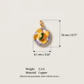 Enamel sun pattern pendant charm in copper with 18mm height dimension spec detail - Sugar Orange Charm (6)