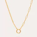 Collier en acier inoxydable plaqué or avec maillons asymétriques et trombone - Collier à Maillons Ouverts No.8