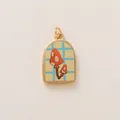 Vintage style gold mushroom pendant with blue grid background for jewelry making - Red and White Spotted Mushroom Plaid Arch Pendant (16小花)