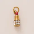 Elegante ciondolo a forma di rossetto in acciaio inossidabile placcato oro 18K con cristalli - Stile rossetto con strass