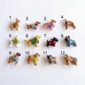 Selection of 12 hand-painted glazed dog pendants featuring various breeds in colorful leopard prints. - Black Brown Leopard Chihuahua Pendant Only