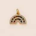 Ciondolo arcobaleno in acciaio inossidabile placcato oro 18 carats con strass colorati. - Stile arcobaleno con strass