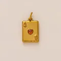 Elegante ciondolo a forma di asso di cuori in acciaio inossidabile placcato oro 18K con pietra - Stile Carta Asso Di Cuori