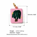 Copper square cactus pendant charm detail, 16.9mm height, colorful dopamine jewelry style. - Square Tree Pendant