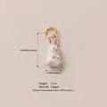Cute white rabbit pendant charm with 18K gold plated copper ring and measurements. - Rabbit Pendant (1)