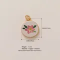 Round copper enamel pendant with elegant pink flower design and 13x18mm size details - Small Flower Charm (15)