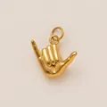 Elegante ciondolo gesto della mano in acciaio inossidabile placcato oro 18 carati - Pendente a Forma di Gesto della Mano ILY / Oro