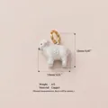 Detailed 13mm sheep charm pendant in white ceramic with gold plated copper ring - Sheep Pendant (5)