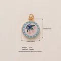 Vintage style 18K gold plated copper flower pendant with blue polka dot enamel border - Round Polka Dot Flower Charm (19)