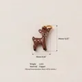 Small brown deer charm pendant in copper with gold ring and white spots decor - 6 Deer Pendant