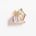 Pendentif en émail détaillé livre et lampe de bureau en finition dorée pour bijoux - Pendentif Livre et Lampe (MTPK260414OI) / Coloré