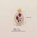 Pastoral copper strawberry pendant with floral design and 18K gold finish accessory - Oval Strawberry Pendant (23)