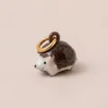 Adorable handcrafted ceramic hedgehog charm with a 18K gold plated ring attachment - Hedgehog Pendant (8)
