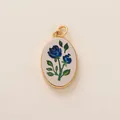 Vintage style blue rose pendant charm in 18K gold plated copper jewelry accessory - Oval Blue Rose Pendant (26)