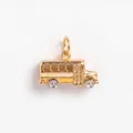 Gold school bus charm pendant with enamel detailing for DIY jewelry crafting accessories - Yellow School Bus Pendant (MTPK260414OI) / Yellow
