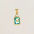 Elegante ciondolo Stella Polare in acciaio al titanio dorato con cristallo azzurro sfaccettato - singolo pendente (senza catena) / Marzo - Oro