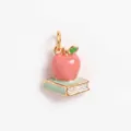 Colorful pink apple on book enamel charm pendant with gold-toned finish for DIY jewelry - Red Apple Pendant (MTPK260414OI) / Red