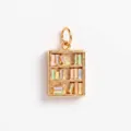Gold bookshelf charm with colorful enamel books for personalized DIY jewelry making. - Bookshelf Pendant (MTPK260414OI) / Colorful
