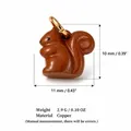Miniature brown squirrel charm pendant with gold ring 10x11mm dimensions copper material - Squirrel Pendant