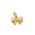 Nahaufnahme eines goldenen Schleifenanhängers aus Edelstahl mit Strassblumen - Zirkon Blumen Schleifen Anhänger (MQPK262704QI)