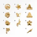 Selezione di ciondoli placcati in oro a forma di fiore, farfalla, palma e tartaruga. - Ciondolo Onda dell'Oceano / Oro