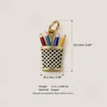 Decorative copper pencil holder DIY jewelry pendant charm with dimensions and weight - Colorful Pen Holder Pendant (No. 6)