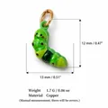 Small green caterpillar charm pendant made of copper with 18K gold plating finish - Caterpillar Pendant