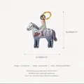 Detailed macro view of horse pendant with rider illustration and product dimensions - Horse Pendant Style 1