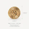 Gold sun face metal pendant for shoe decoration and DIY crafts with dimension specs - Sun Smile Face Pendant Style
