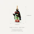 Detailed view of a colorful enamel penguin pendant with dimensions and weight info - No.6 Penguin Pendant Only (Without Chain) / 16.8x8.8mm / Black/Polka Dot Penguin