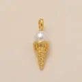 Detailed view of an elegant gold ice cream cone pearl pendant for DIY jewelry accessories - Diamond Cup Cone Pendant