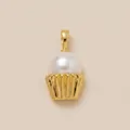 Detailed macro view showing an elegant ice cream shaped pearl pendant with a golden base. - Cupcake Pendant